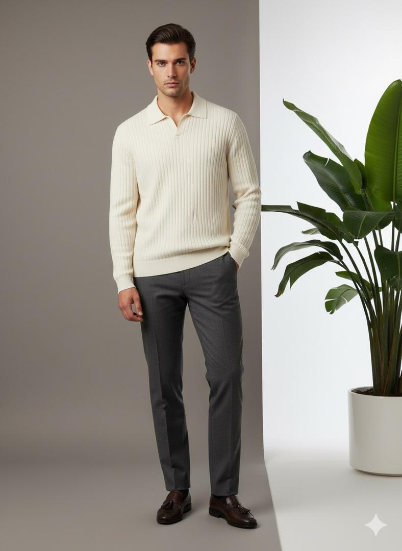 بلوز بافت یقه دار خطی 3107